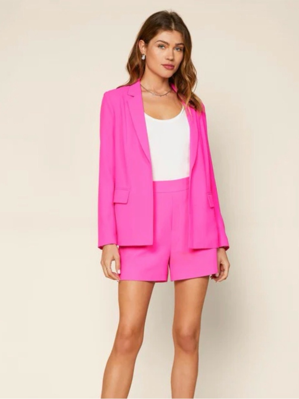 Skies are blue Bright Pink Women's Tailored Blazer Jacket